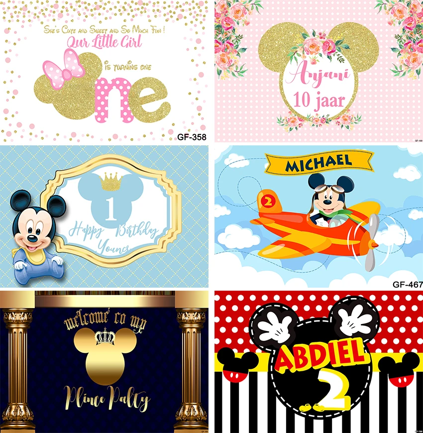 

Mickey and Minnie Mouse Baby Shower Birthday Backdrop Little Princess Party Girl Decoration Kids Newborn Background Photocall