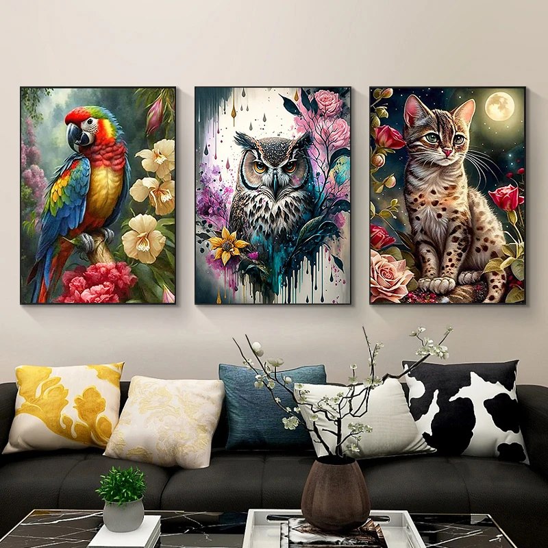 Landscape 5D DIY DIAMOND Painting Kit Tiger Cross Stitch Diamond Embroidery Flower Full Diamond Mosaic Rhinestone Home Decor