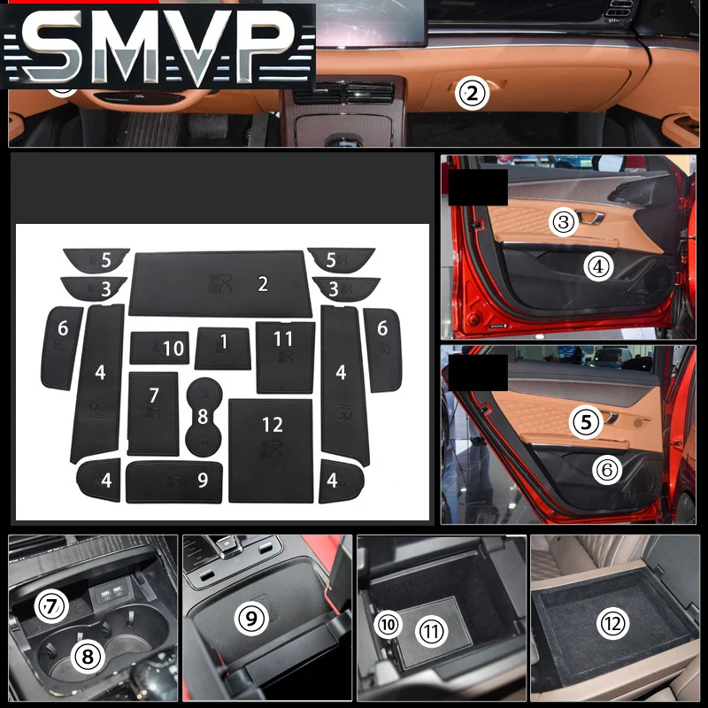 

Fit For BYD Han DMI EV 2021 2022 Car Pu Leather Door Groove Mat Armrest Box Change Device Pad Cup Slot Interior Mats Accessories