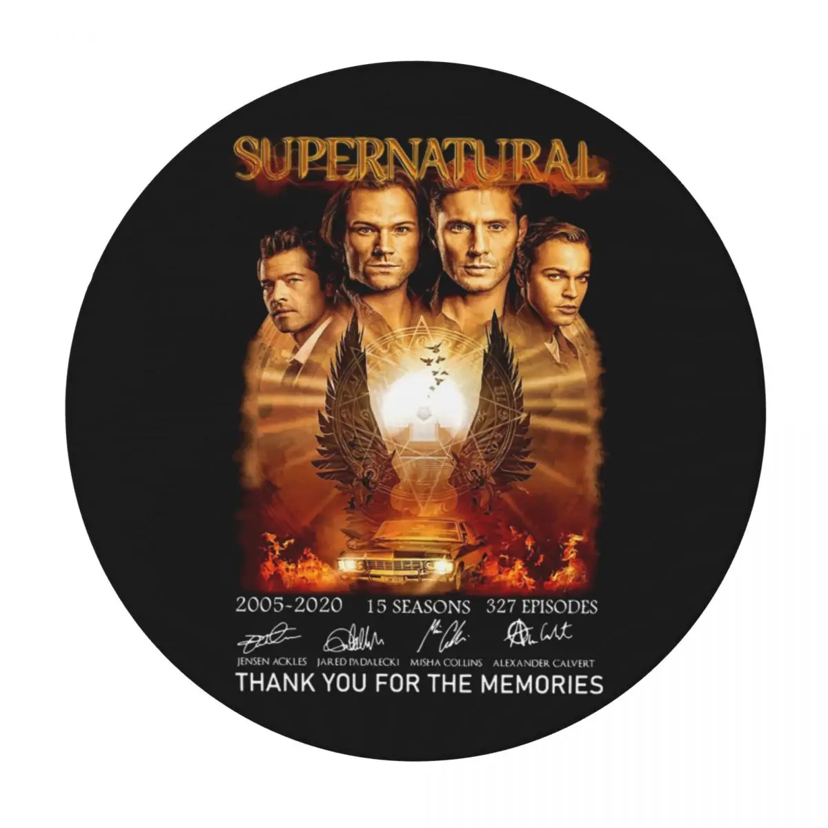 Supernatural Thank You For The Memories Waterproof Round Tablecloth Oilproof Table Cloth for Kitchen Events Dining Table Cover