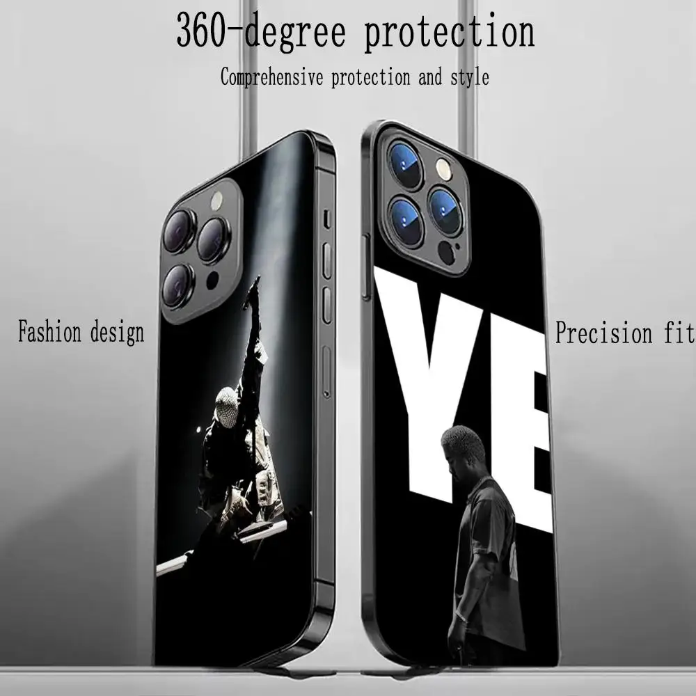 Fashion cool ins K-kanye Phone Case For iPhone 16 15 14 13 12 11 X XR XS 8 Plus Mini Pro Max Soft black Shockproof Cover