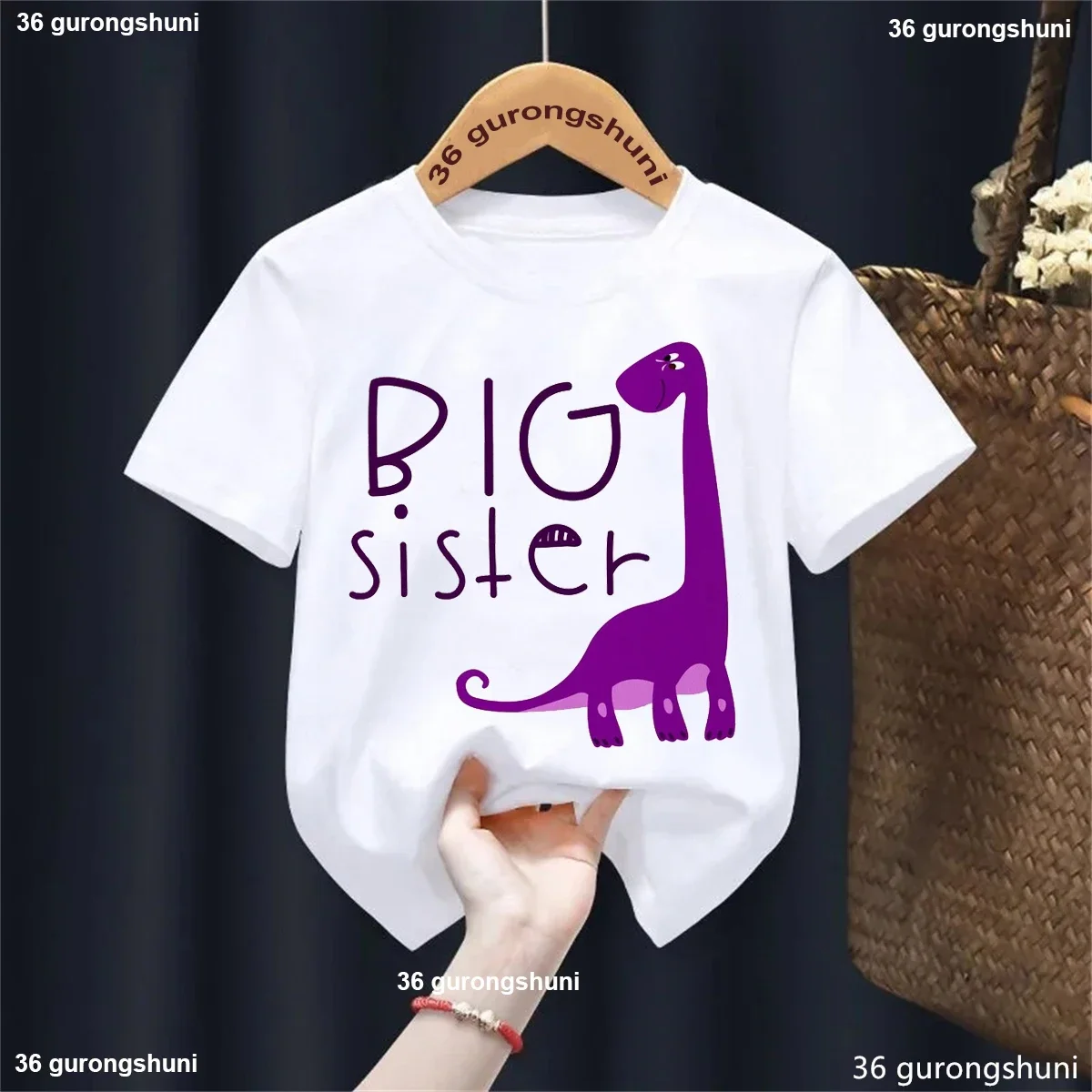 Kids Clothes Dinosaur Big Brother Little Brother Big Sister Litter Sister Printed T Shirt Funny Dino Family Matching T-Shirt
