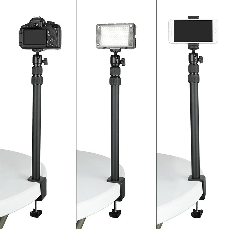 

HDRIG Camera Double-extend Desk Mount Stand With Fully Adjustable 1/4" Ball Head Mount For Camera / Monitor / Flashlight