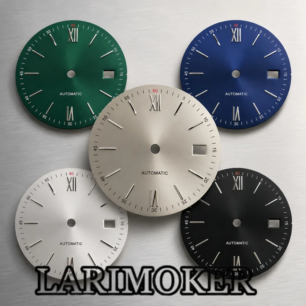 larimoker-31-ミリメートル時計ダイヤル-nh35-nh36-ムーブメント日付ウィンドウ-サンバースト-ブルー-ブラック-グリーン-グレー-ホワイト-シルバー-マーカー