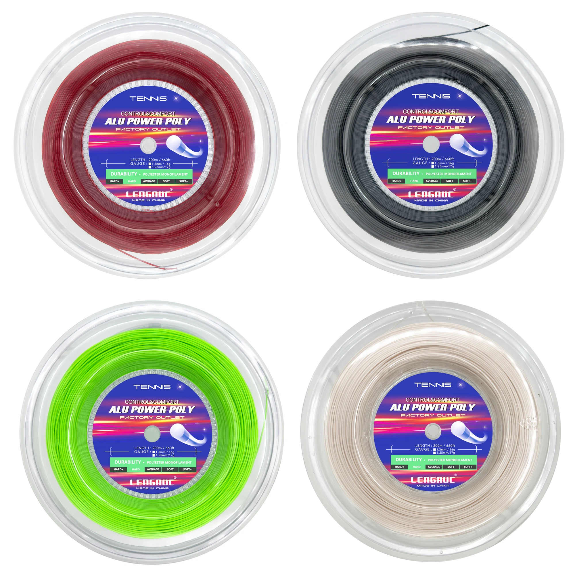 1 Reel Durable ALU POWER POLY  Tennis Racket String 200m Reel  string/Polyester tennis strings