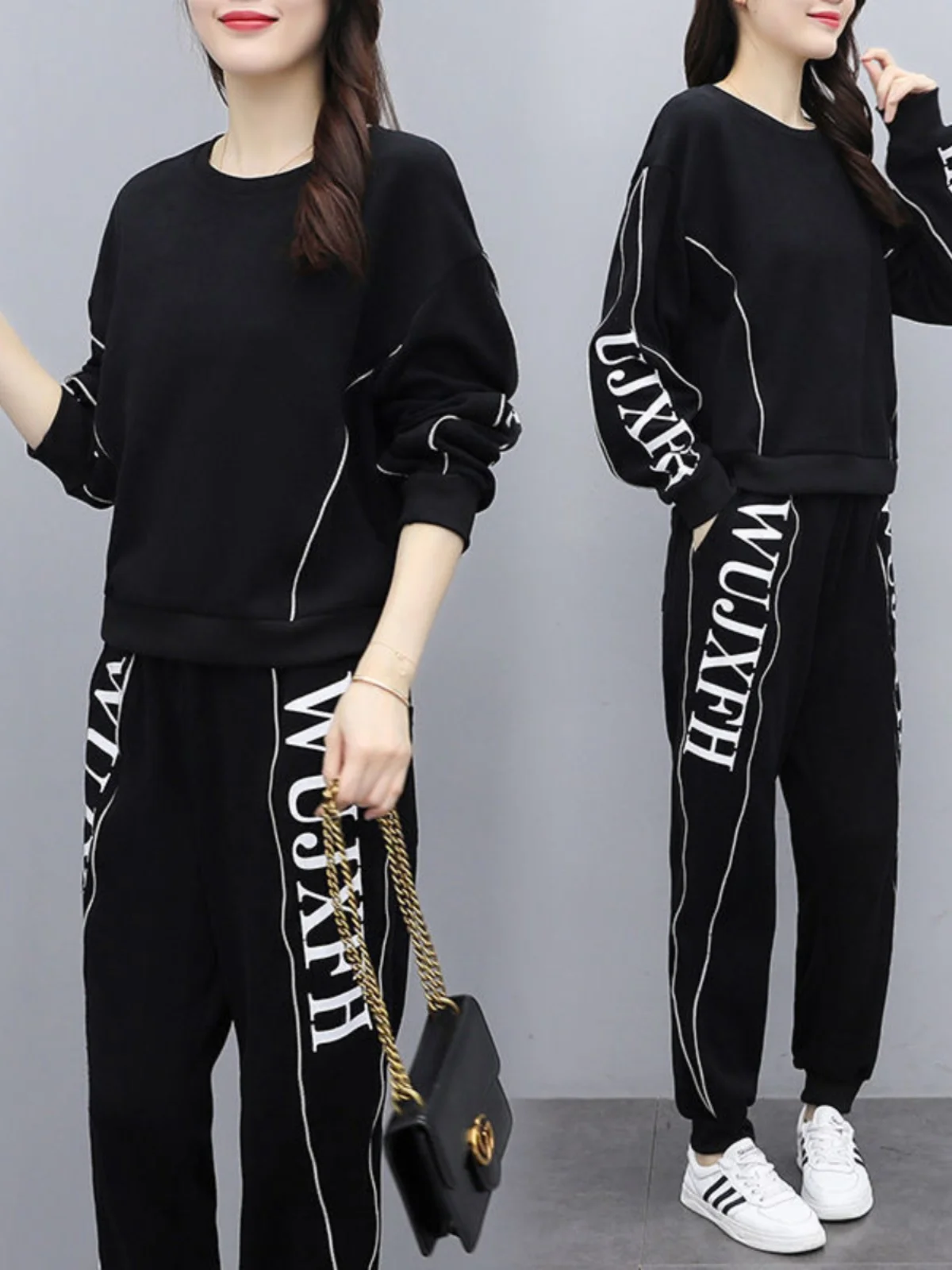 Fashionable Casual Sportswear Set Large Size Women's Loose Top Slimming Two-Piece Set Spring Autumn New Style Streetwear image 3