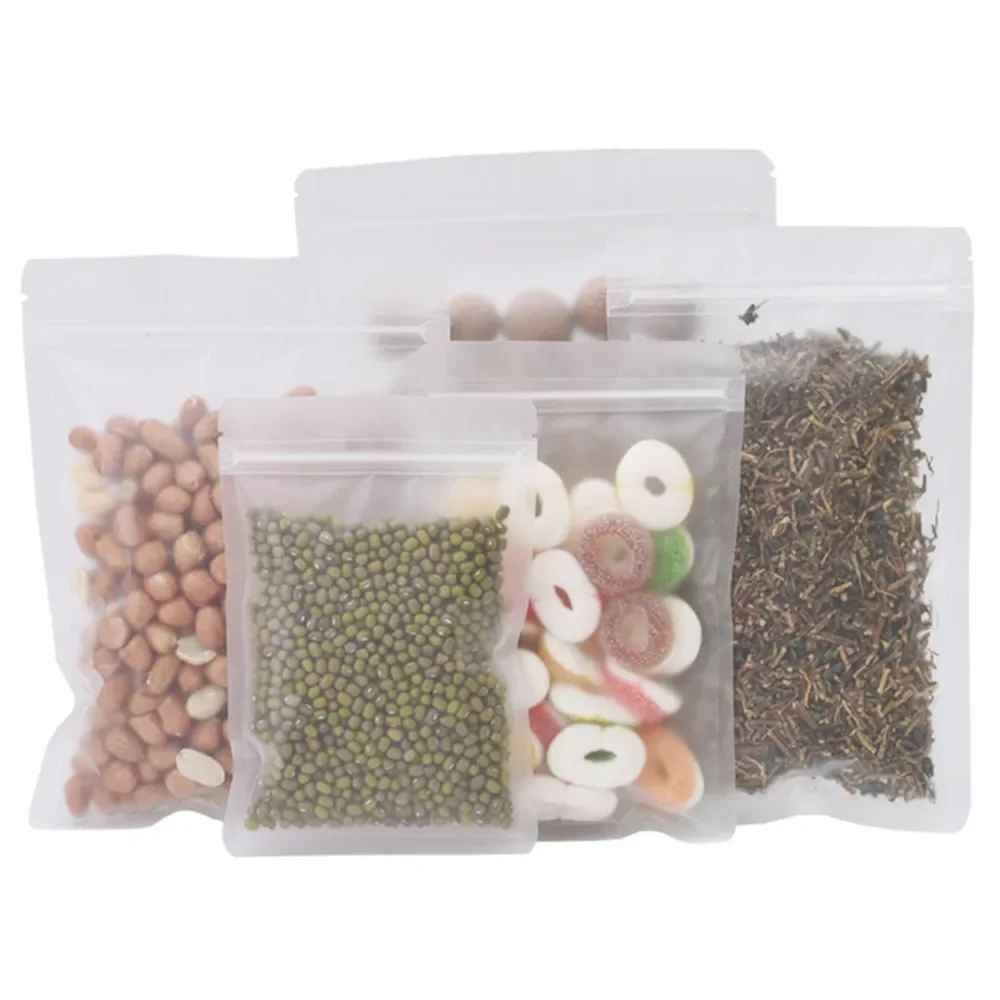 

Matte Clear Zip Lock Plastic Bag, Zipper Seal, Reusable, Reclosable, Food, Snack, Tea, Candy, Cookies, Storage, Pouches, 100Pcs