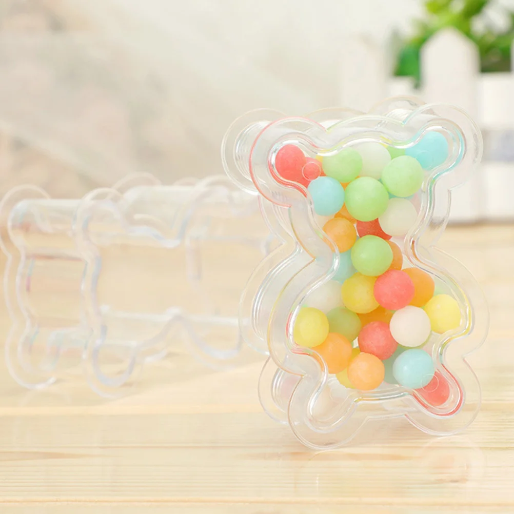 

24Pcs Bear Shaped Candy Boxes Plastic Clear Wedding Favor Candy Storage Boxes Creative Party Gift Packing Cases