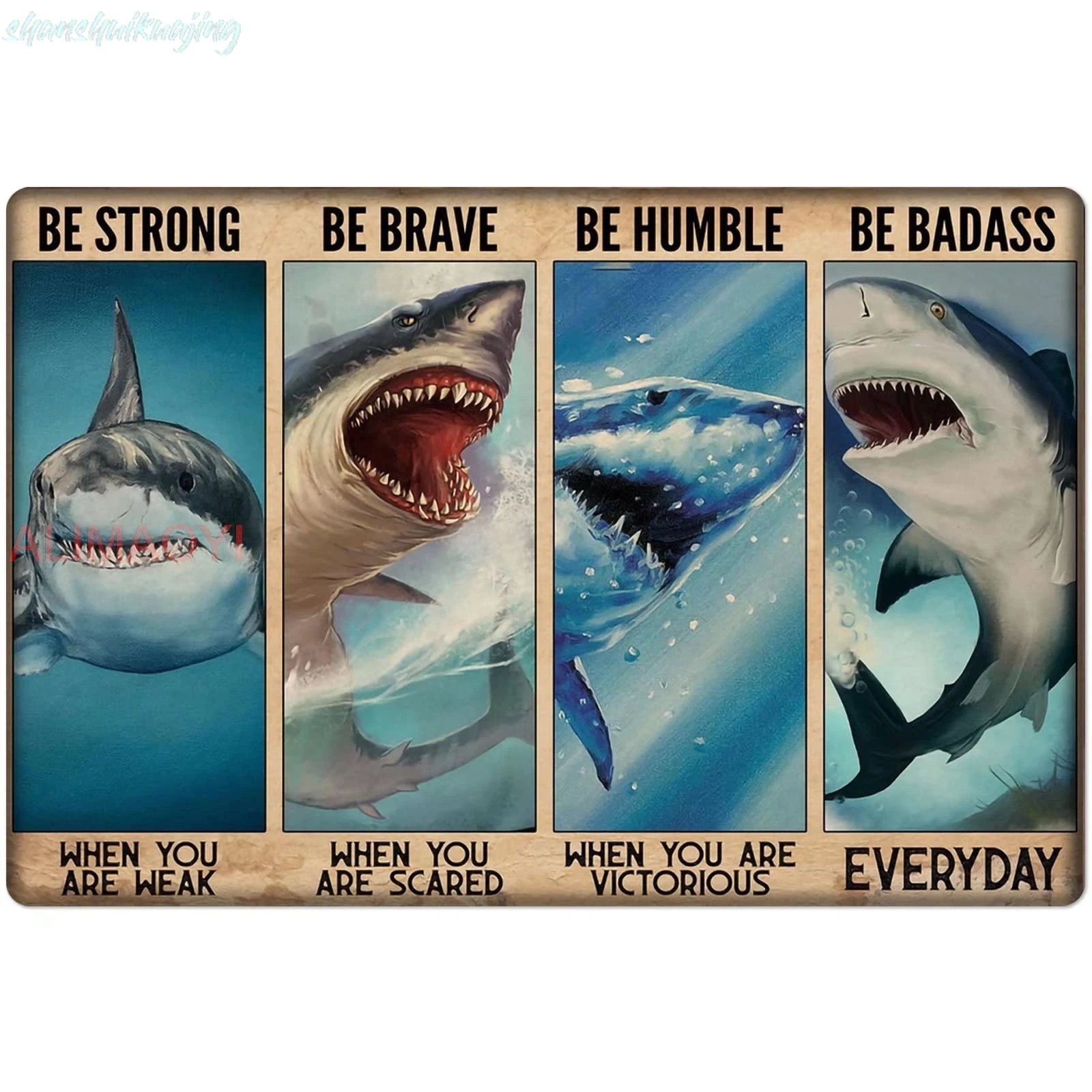 Shark Guide Retro Metal Tin Sign bathroom Tin Sign Decoration Woman Cave Vintage Chic Decor Home Garage Bar Metal Poster Wa sign