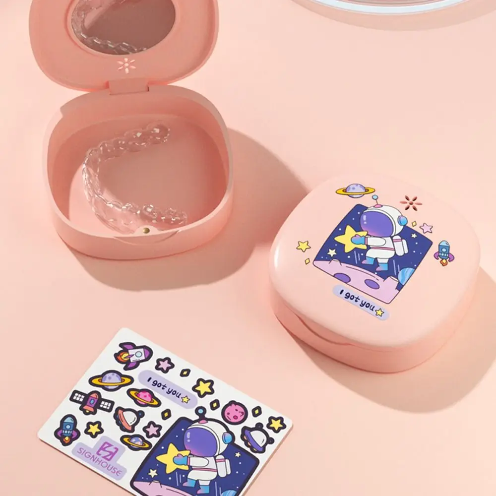 

Protection Health Care Tool Mouth Guard Holder with Mirror Braces Box Dental Case Denture Storage Box Orthodontic Retainer Box