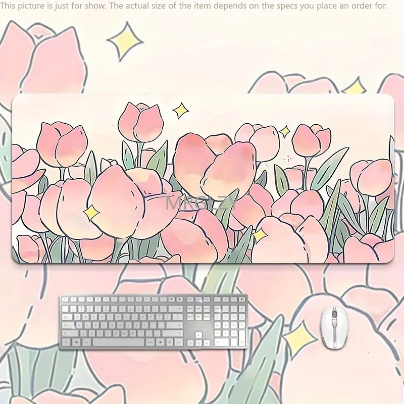 

Мультяшный розовый коврик для мыши с цветочным принтом, большой резиновый противоскользящий коврик для ПК, настольные аксессуары, коврик для мыши для офисов и геймеров, коврик для клавиатуры, декоративный коврик