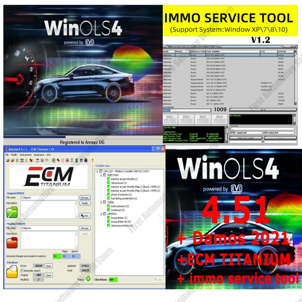 

2024 HOT Selling WinOLS 4.51 With Plugins vmwar +2021 Damos +ECM TITANIUM 1.61+ immo service tool v1.2+DPF+EGR hot sell Lambda