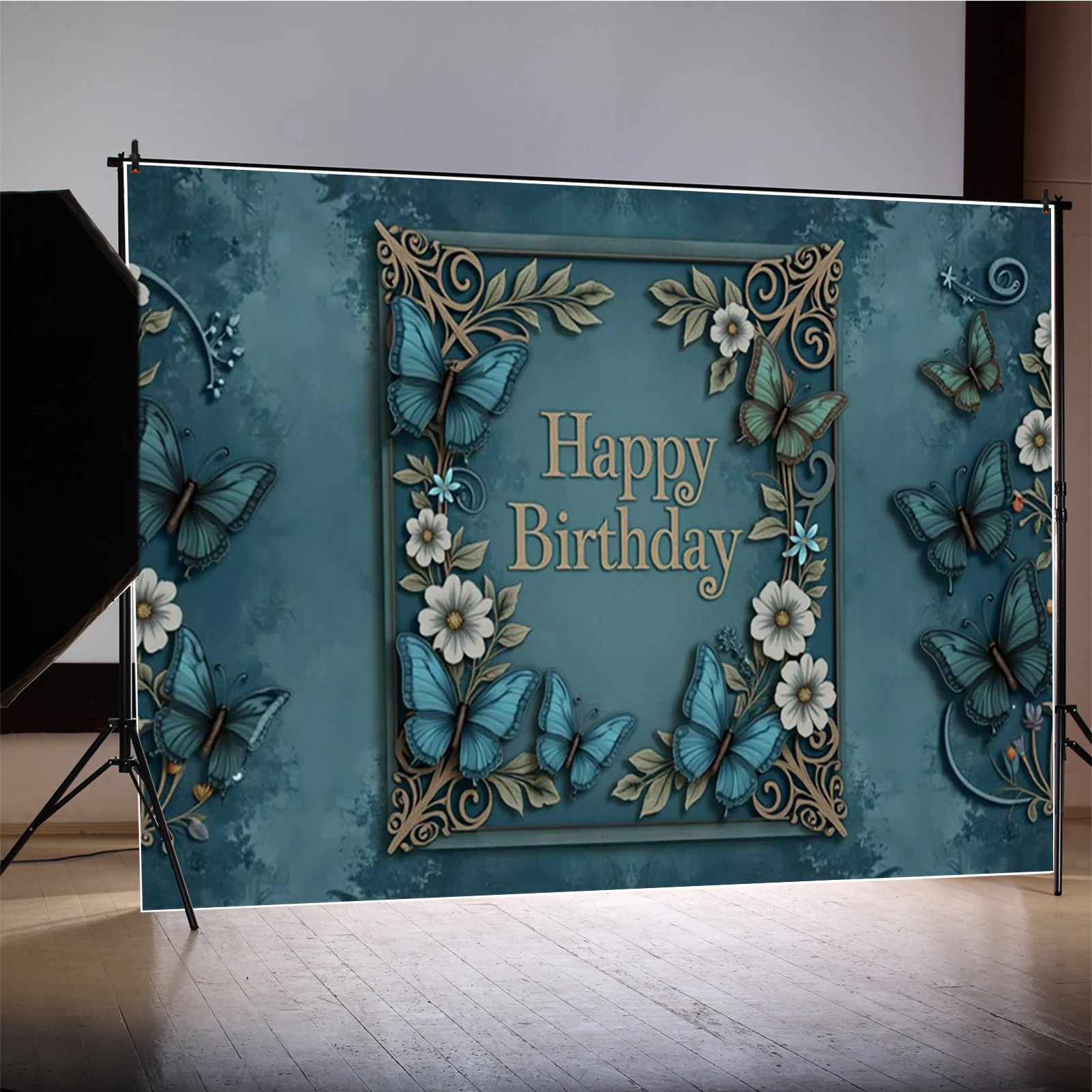 MOON.QG Sfondo fiore farfalla per ragazza Primo compleanno Palloncino Torta Smash Sfondo fotografico Compleanno per adulti Puntelli per foto
