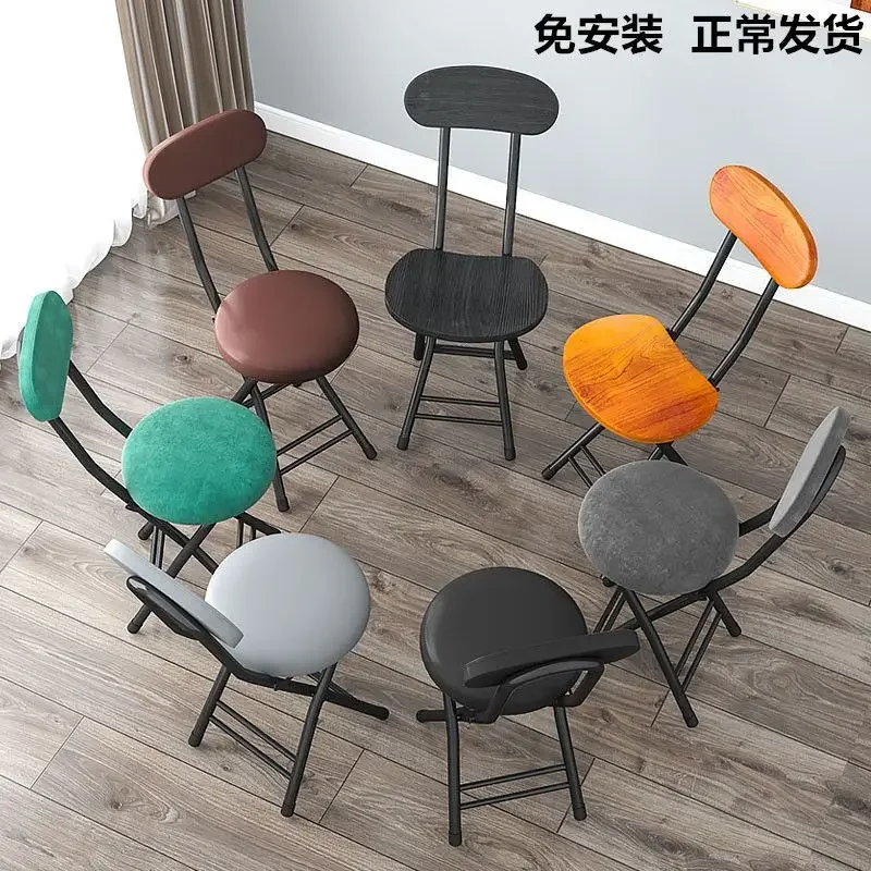 Folding Chair Home Back Chair Training Folding Stool Round Stool Outdoor Simple Computer Chair - view 3
