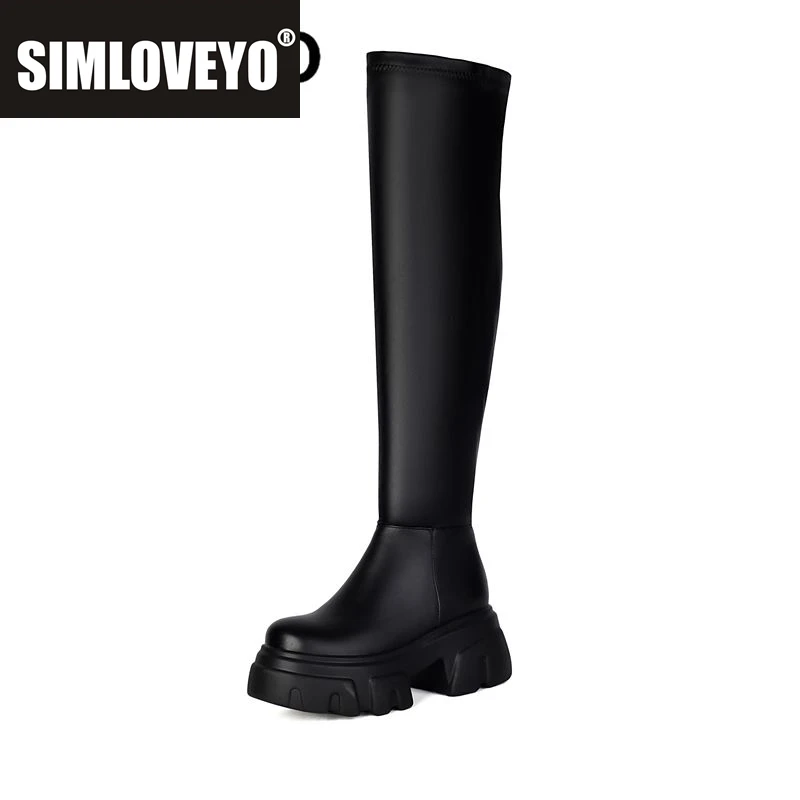 

SIMLOVEYO Женские сапоги до бедра с круглым носком на высоком каблуке 7 см на платформе Hill 4,5 см, большой размер 42 43 Сексуальная вечеринка для свиданий выше колена Bota