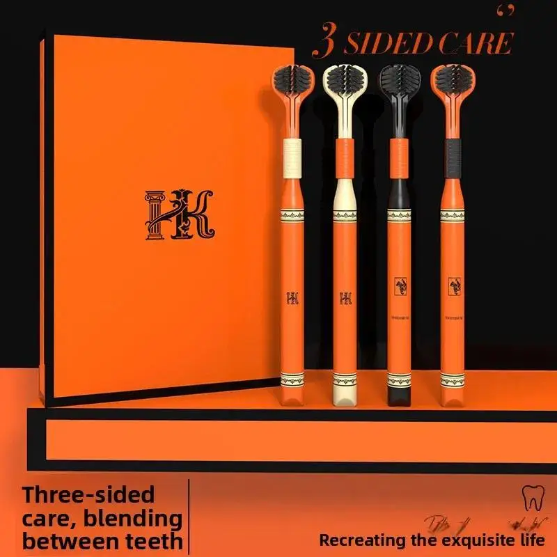 

Три упаковки высококачественных портативных зубных щеток для домашнего использования с широкой головкой для защиты десен и чистки языка, в подарочной коробке, мягкие.