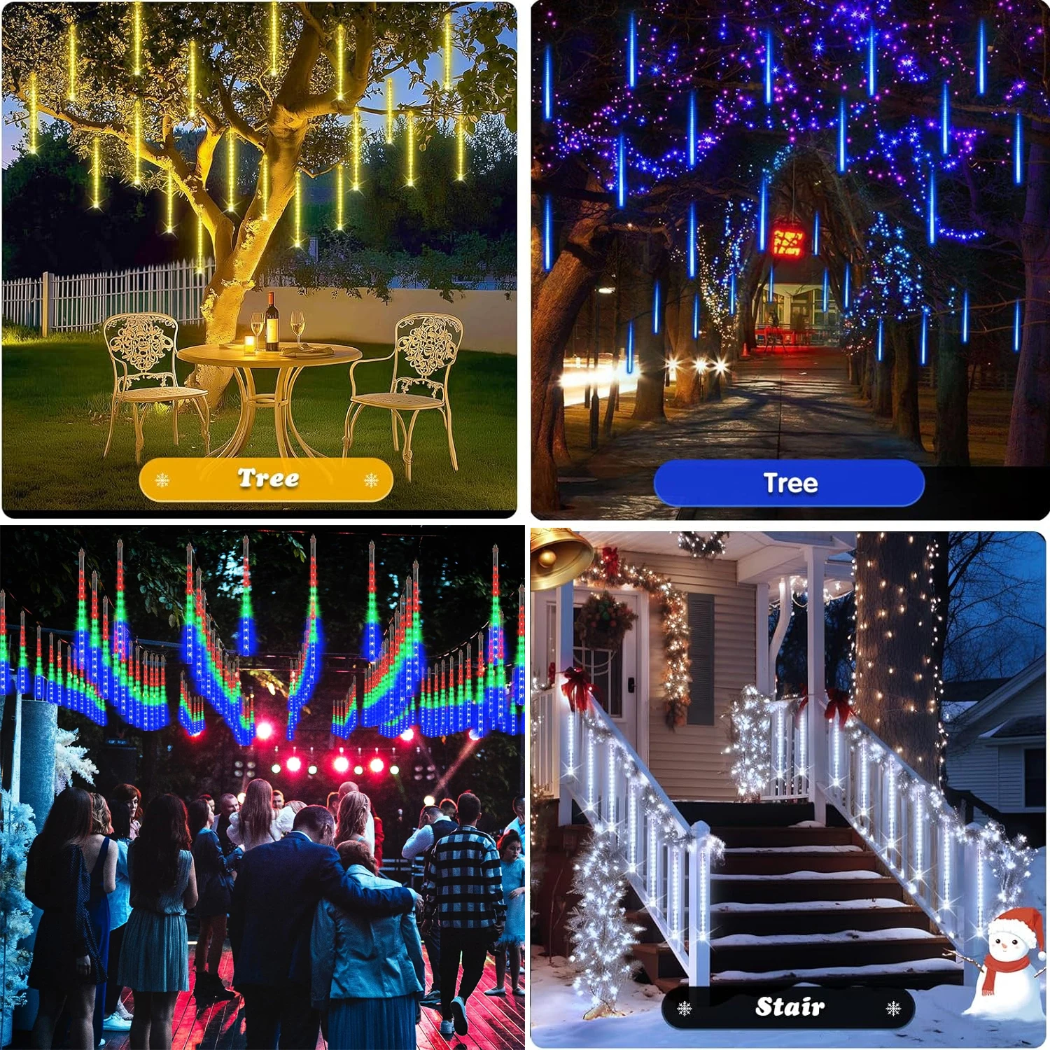 الشمسية LED النيزك دش سلسلة أضواء 50 سنتيمتر 8 أنابيب مقاوم للماء السقوط الجنية سلسلة مصباح لعيد الميلاد السنة الجديدة الزفاف ديكور #6