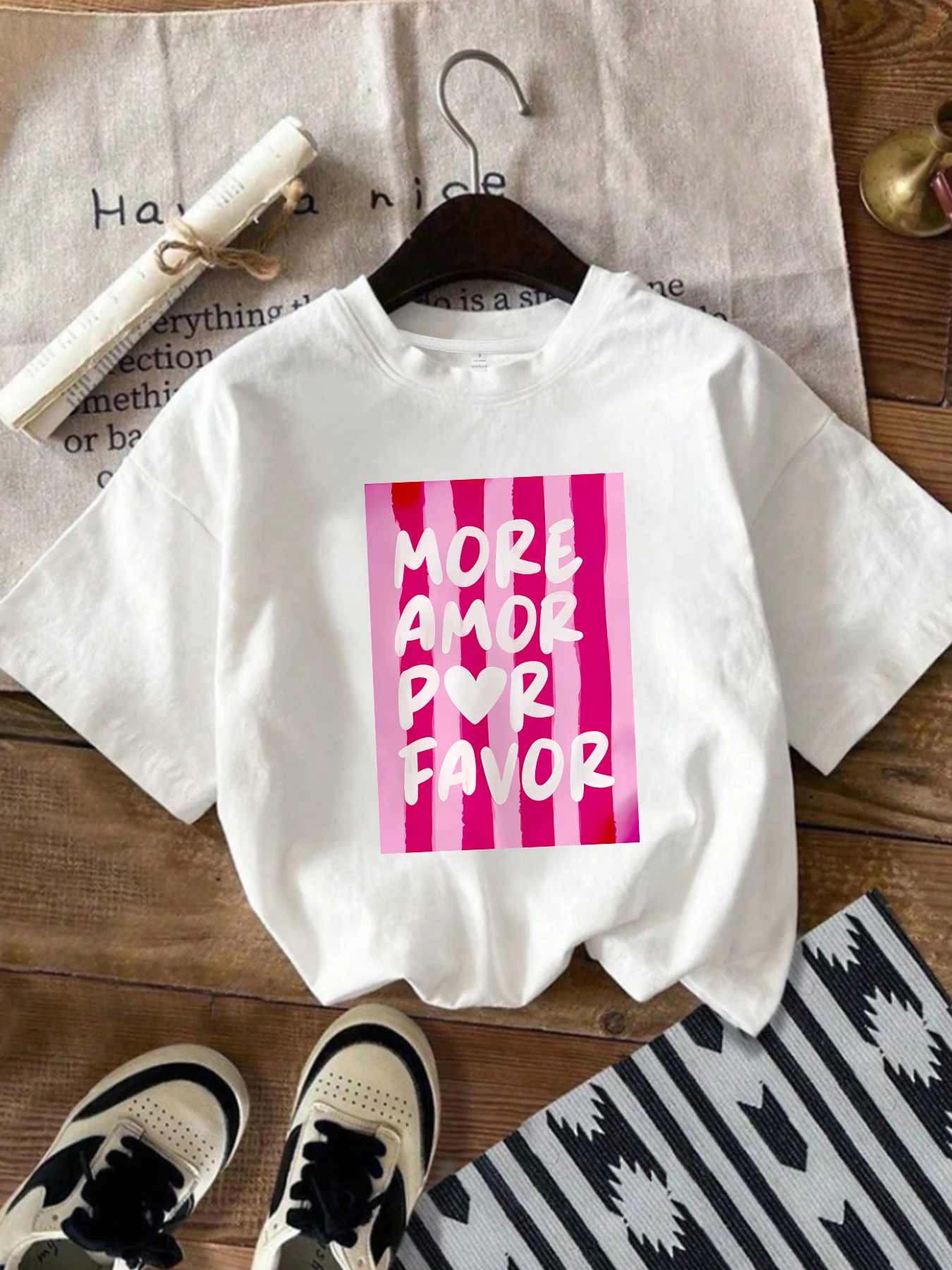 

English letters Plus size women's round neck short sleeve T-shirt with elastic half sleeves and trendy prints