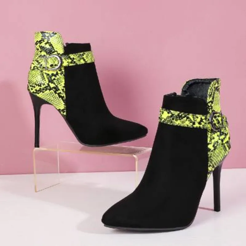 

Осенние брендовые новые гламурные черные, зеленые женские ботильоны, пикантные женские туфли на высоком каблуке для вечеринок, большие размеры 41, 43, 45, 47