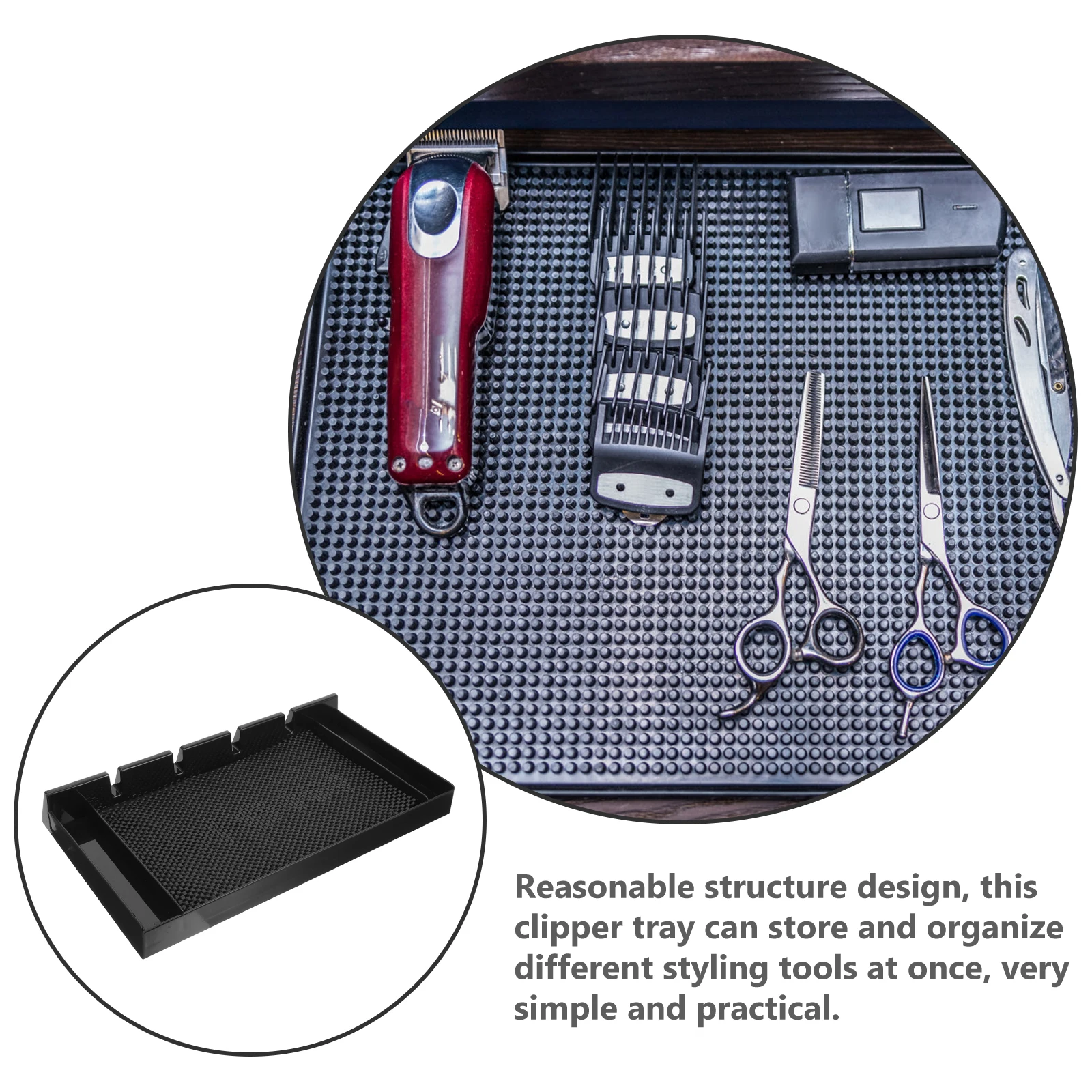 

Clipper Holder Tray Efficient Design for Barber Station Tool Organization Razor Scissor Storage Non Slip Workbench Mat