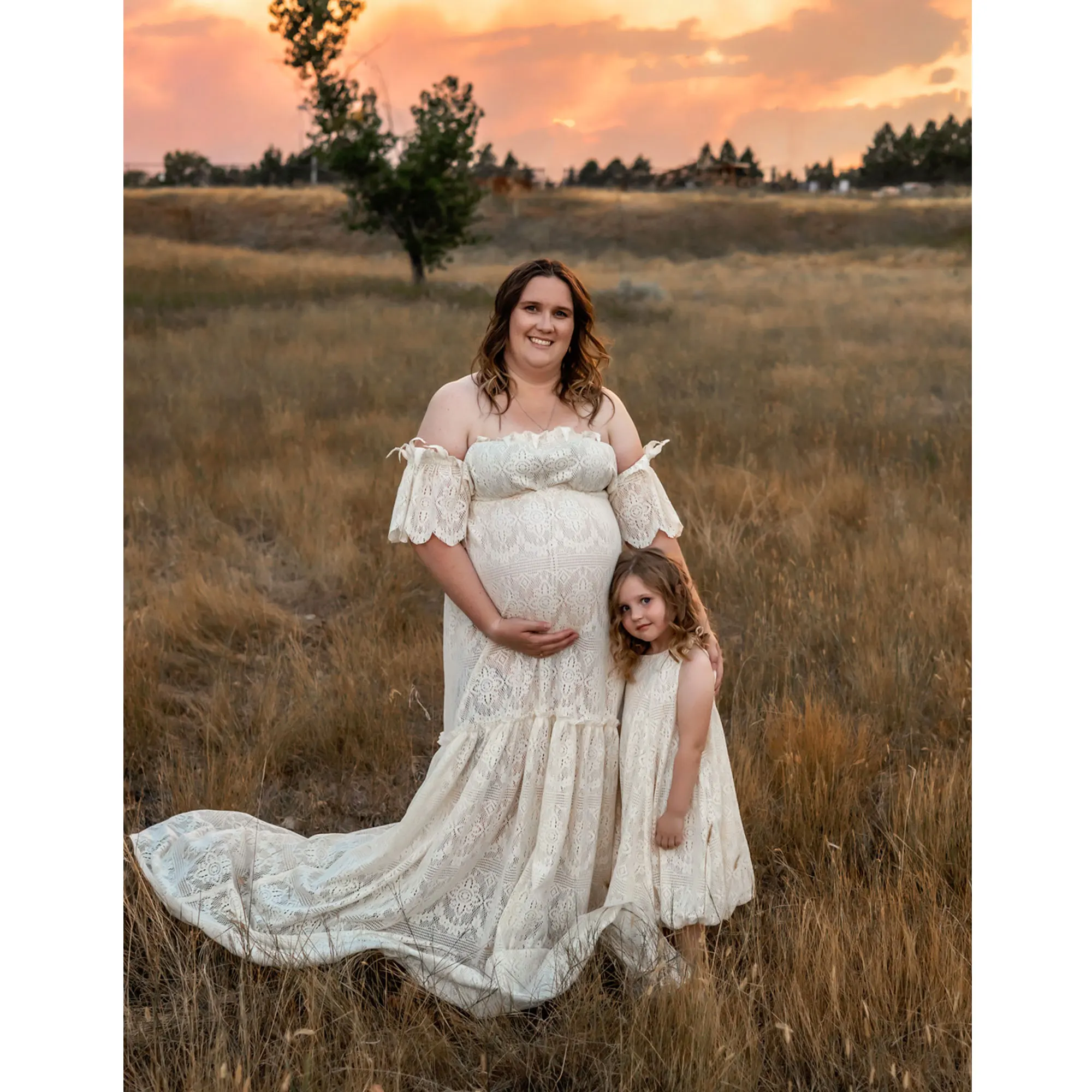 

Don&Judy Mother Daughter Photo Shoot Dresses Mommy And Me Kids Maternity Photography Props Summer Party Wedding Gown Custom Made