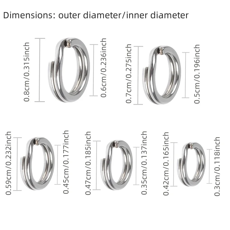 200 pieces stainless steel double circle swivel fish hook connector