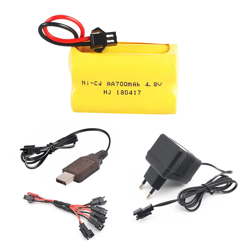 4.8 V 700mAh ni-cd akumulator i ładowarka zestaw na zabawki zdalnie sterowane samochody zbiorniki roboty łodzie pistolety NICD 4 * AA 4.8 v bateria