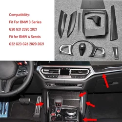 Real Carbon Fiber For BMW 3 4 Series G20 G21 G22 2020 Car Center Console Dashboard Side Air AC Vent Gear Panel Trim Accessories