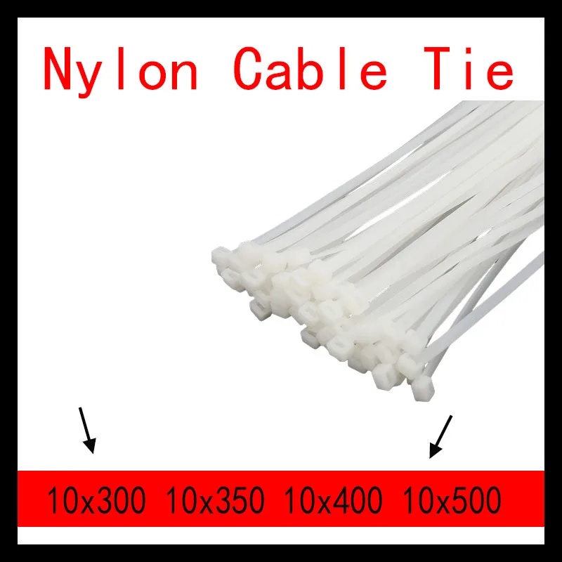 

100Pcs 300PCS 600PCS Self-locking Wire Portfolio Sale Plastic Nylon Cable Tie Fastening Ring 10x300/10x350/10x400/10x500Zip