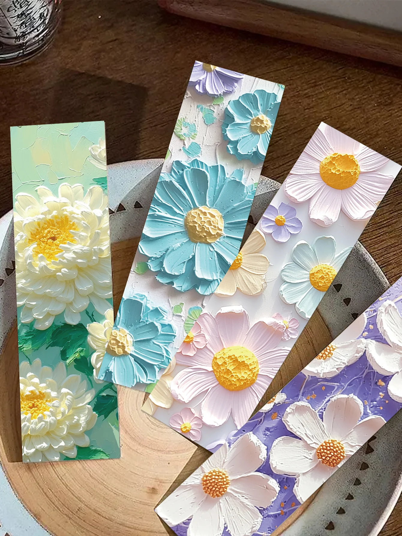 30pcs Flower oil painting bookmarks Paper graduation souvenir gift Art high-grade bookmarks card students read pages book marks