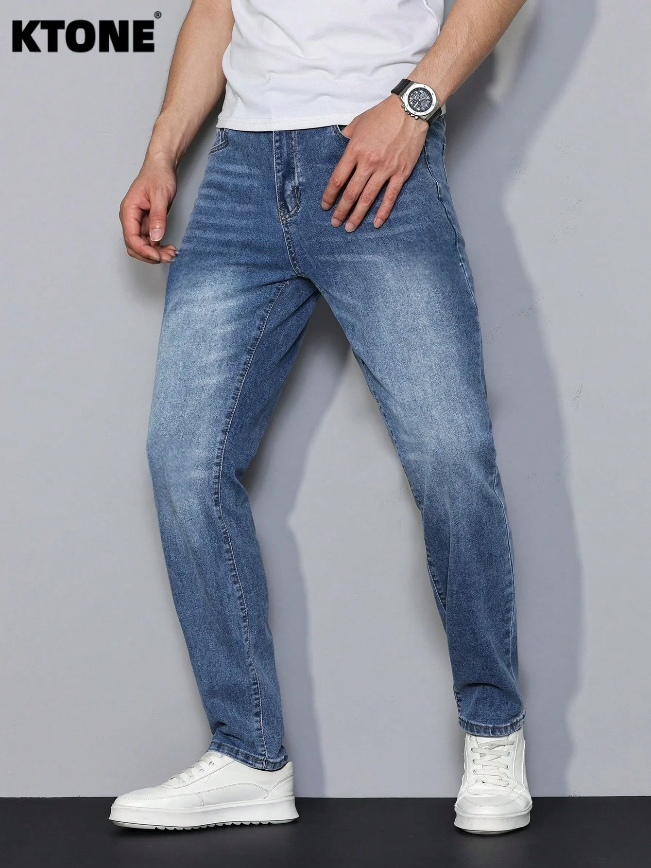 

Classic Blue Y2K Drip Men's Slim Jeans Pant Original Design Daily Wear Trousers No accessories or belts included