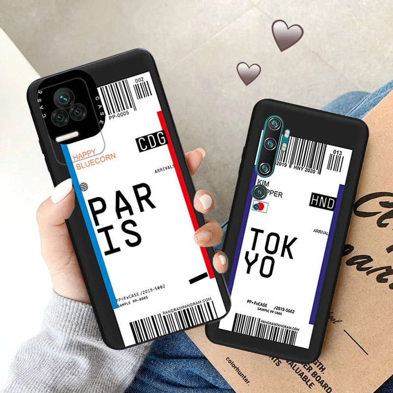 Ultra Thin Phone Case For Redmi Note11 11s A1 A2 K60 K50 K40 Xiaomi 14 11t 11 Lite Pro MONTREAL SEOUL Travel Ticket Label Cover