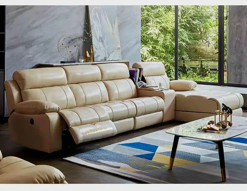 Minimalist Nordic Modern Luxury Leisure Style Electric Sofa Leather Zero Against The Wall Living Room Simple Size