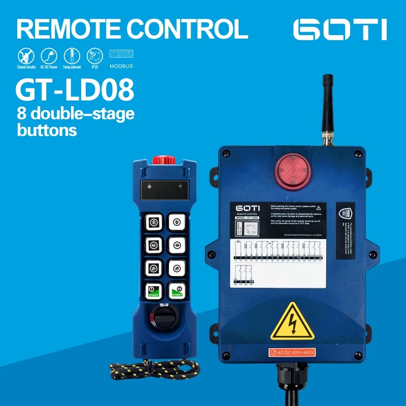 GT-LD08 Industrial Radio Wireless Crane Hoist Remote Control Switch 8 Dual-Speed Channel Replace UTING TELEcontrol f24-8d Double