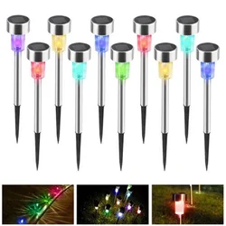 Solar Outdoor Lights 7 Color Garden Lights Waterproof Landscape Path Yard Backyard Lawn Patio Decorative Led Lamp