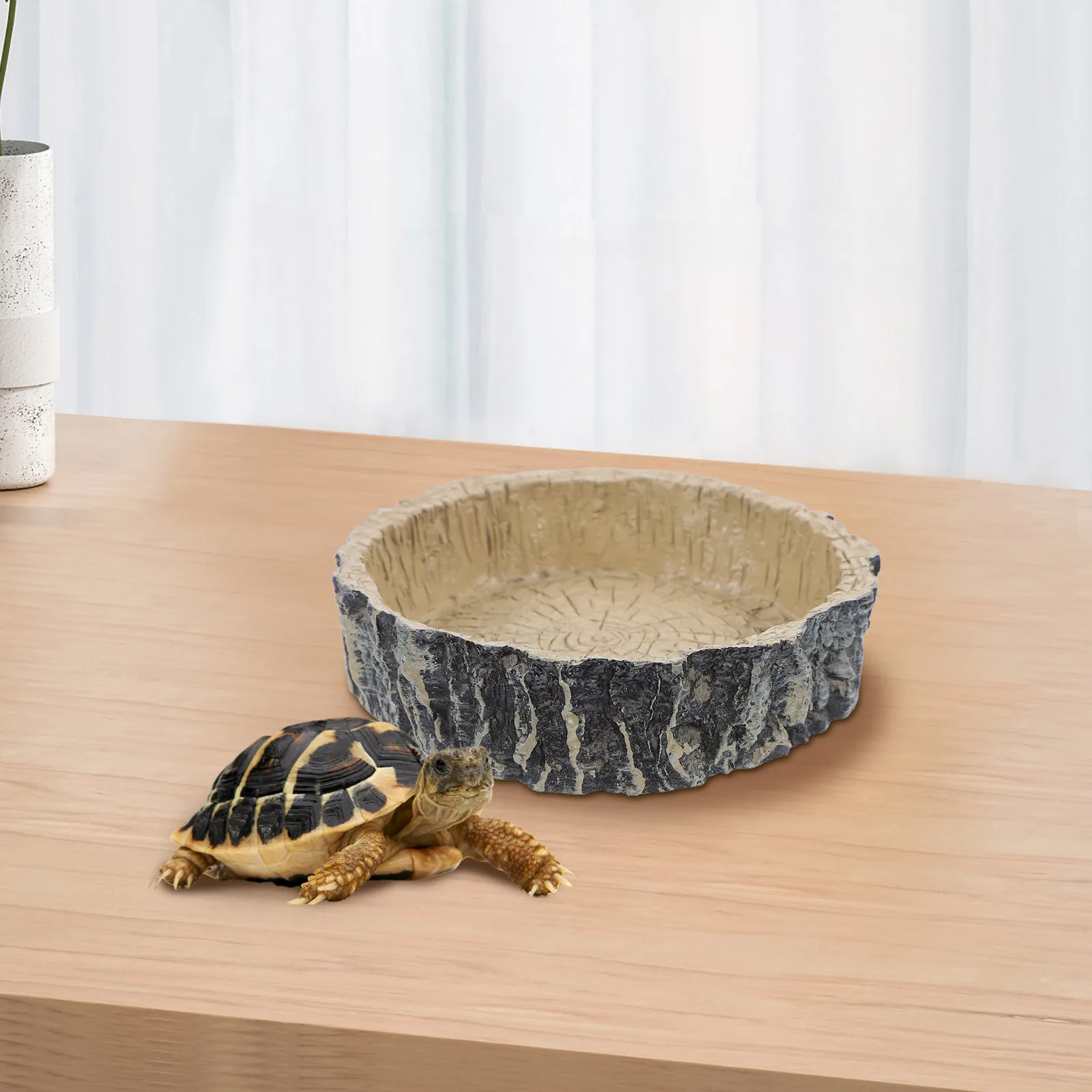 

Reptile Feeding Bowl Durable Resin Small Size Leopard Gecko Tortoise Terrarium Habitat Log Dish Water Food Bowls Supplies Easy