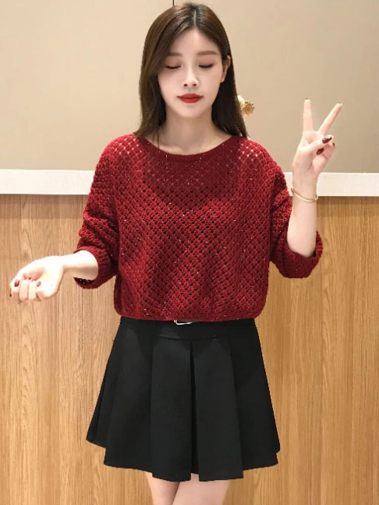 Faionable طويل Sve الجوف خارج محبوك سترة المرأة تنوعا أوائل الخريف جديد Sle الشارع Sle التخسيس الأعلى