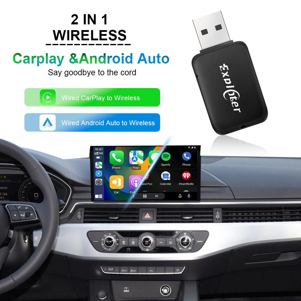 Wired to Wireless CarPlay | Android Auto USB Dongle Exploter CP880-B30 fit for iPhone & Android Phone, Cars from 2016