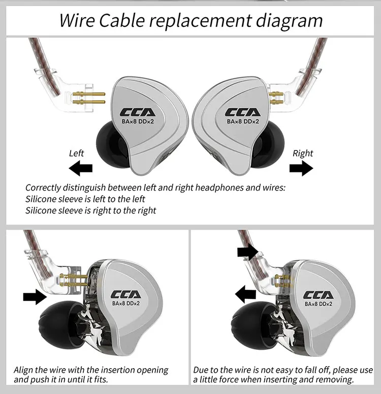 CCA C10 HiFi-Kopfhörer, 4BA+1DD, Hybrid-Technologie, In-Ear-Kopfhörer für Musik, DJ, Gamer, Sport, aktive Geräuschunterdrückung, Monitor-Headset – Detail 12