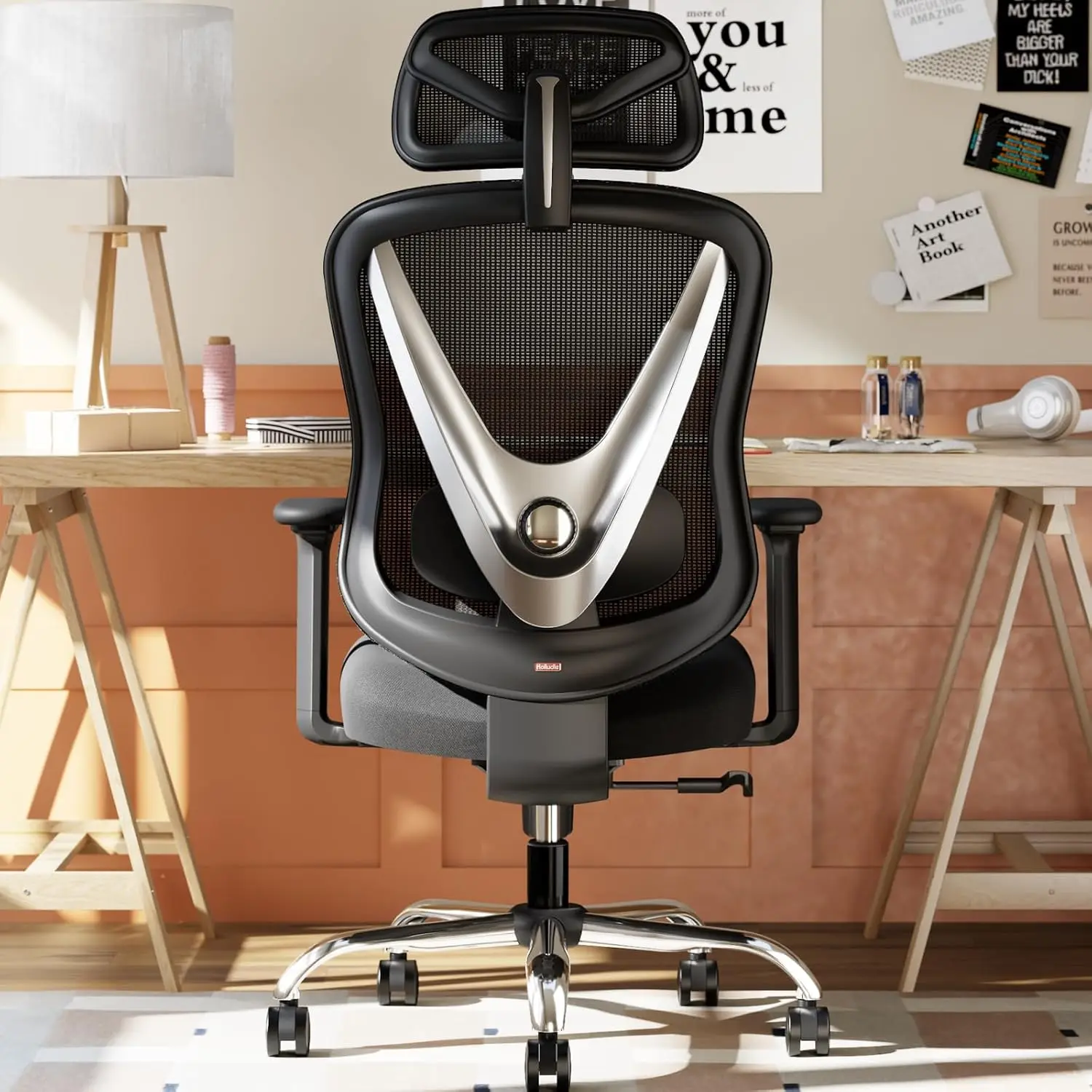 

Ergonomic Mesh Office Chair - 3D Adjustable Lumbar Support & 3D Armrests, V-Shaped Back, Adjustable Desk Chair for Office