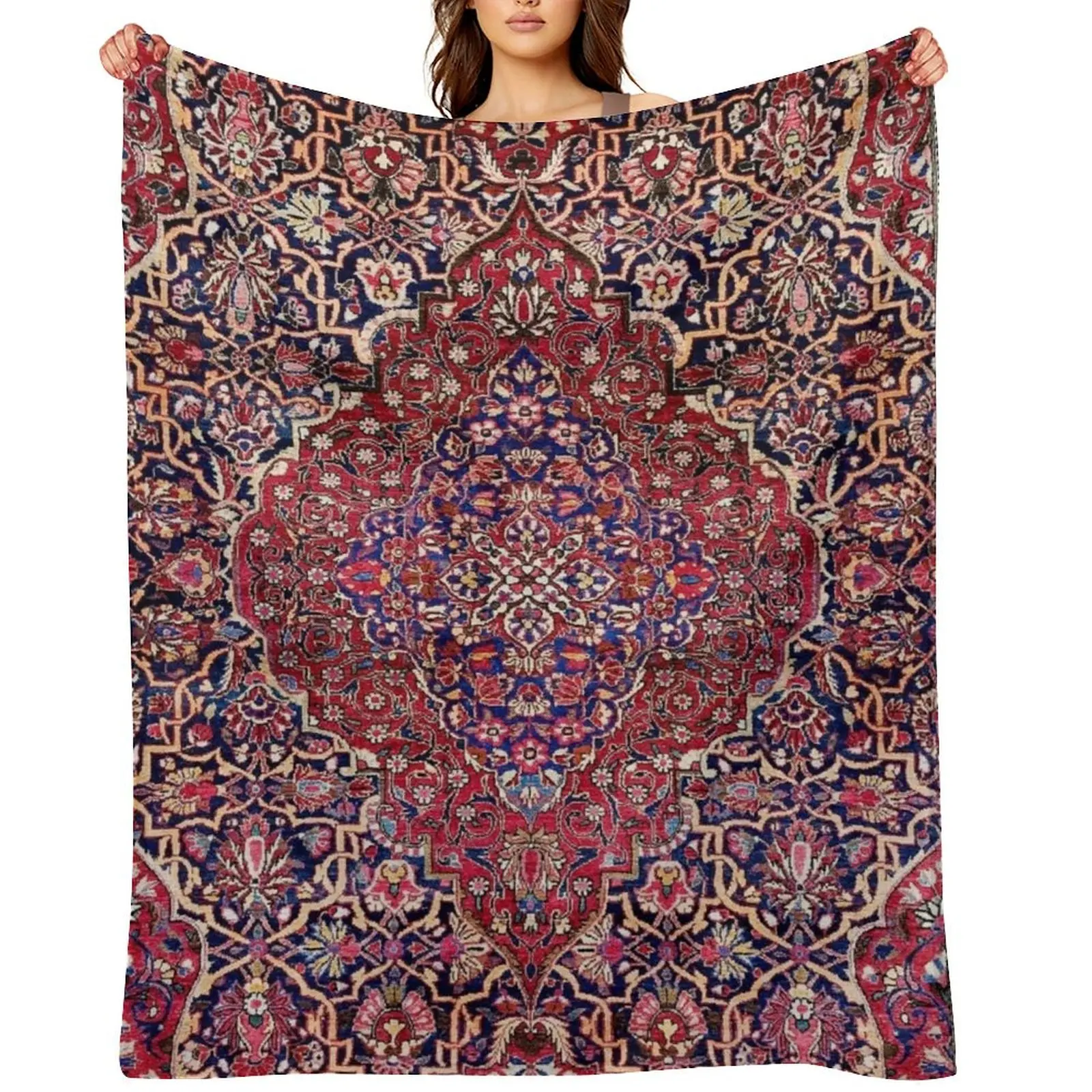 

Kashan Central Persian Silk Rug Print Throw Blanket Sofa Quilt Sleeping Bag Large Hairy Blankets