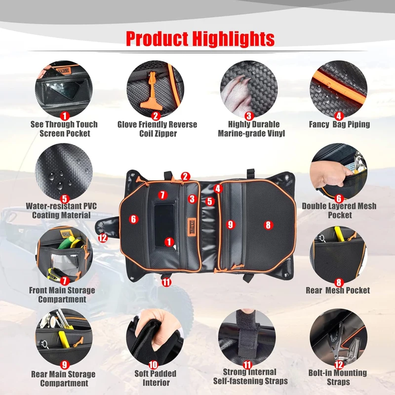 Bolsas de almacenamiento impermeables para techo, accesorios UTV, se adapta a Can Am Maverick X3, 2017, 2018, 2019, 2020