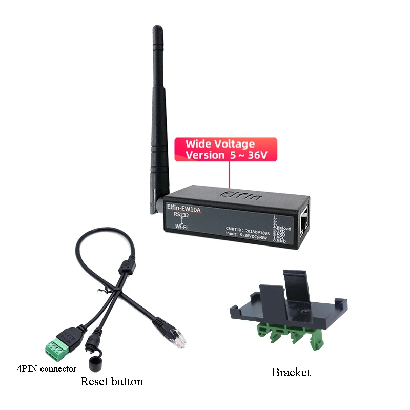 Puerto serie RS232 a dispositivo WiFi, convertidor de servidor, Elfin-EW10, EW10A, compatible con TCP/IP, Telnet, Modbus, IOT, transferencia de datos