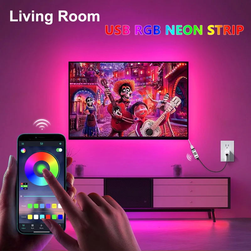 RGB LED النيون قطاع 5 فولت USB بلوتوث APP التحكم عن بعد النيون حبل أضواء ضوء مرن في الهواء الطلق IP67 مقاوم للماء للديكور الداخلي
