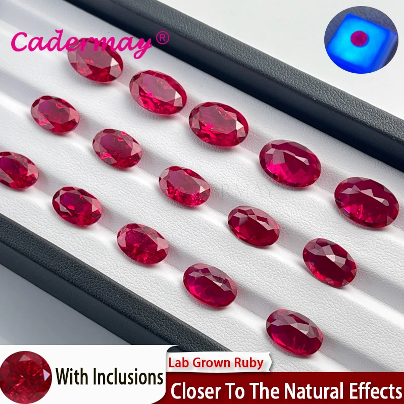 CADERMAY 5# Lab Grown Ruby Loose Stones With Cracks And Inclusions Oval Shape For Rings Necklace Customized Smart Jewelry