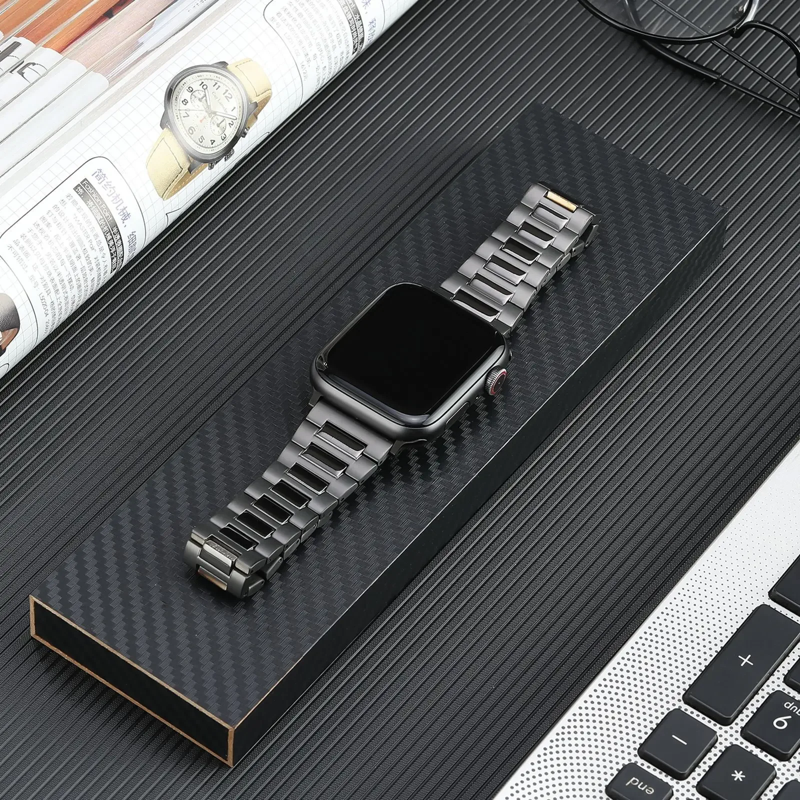 Luxury Titanium Bracelet For Apple Watch Ultra 2 49mm Series 9 41 45mm For iWatch 6 5 4 se 38mm 40 42mm 44mm Metal Business Band