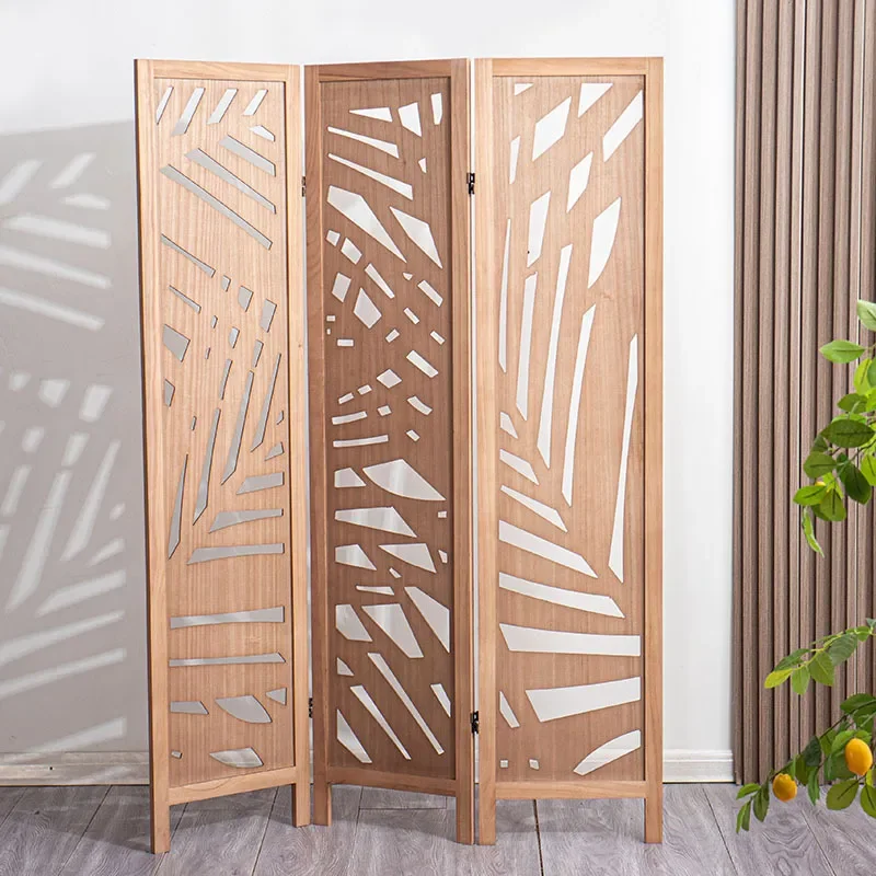 Foldable Wooden Room Divider Portable Decorative Partition for Office Hotel Lobby Entrance Simple Style Space Separator