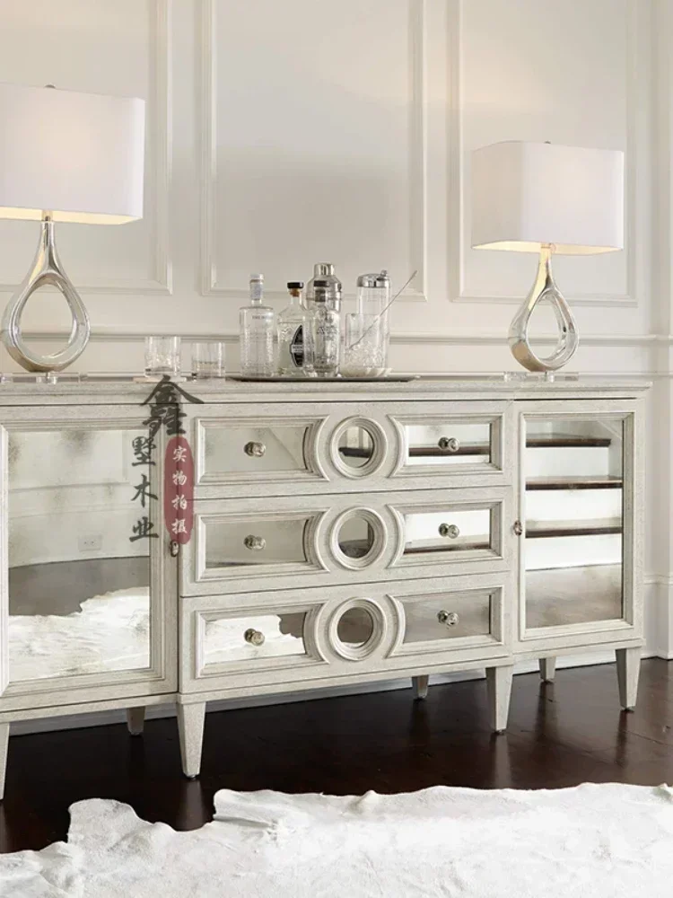 Neoclassical American Light Luxury Post-Modern Entrance Cabinet Living Room Mirror Curio Cabinet