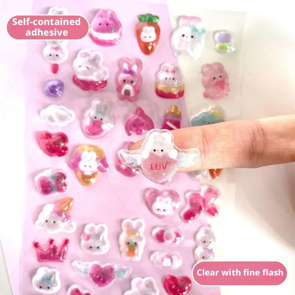 Kawaii 3D Puffy Stickers for Kids DIY Scrapbooking Journal Planner Stationery Decoration Cute Cartoon Jelly 3D Relief Stickers