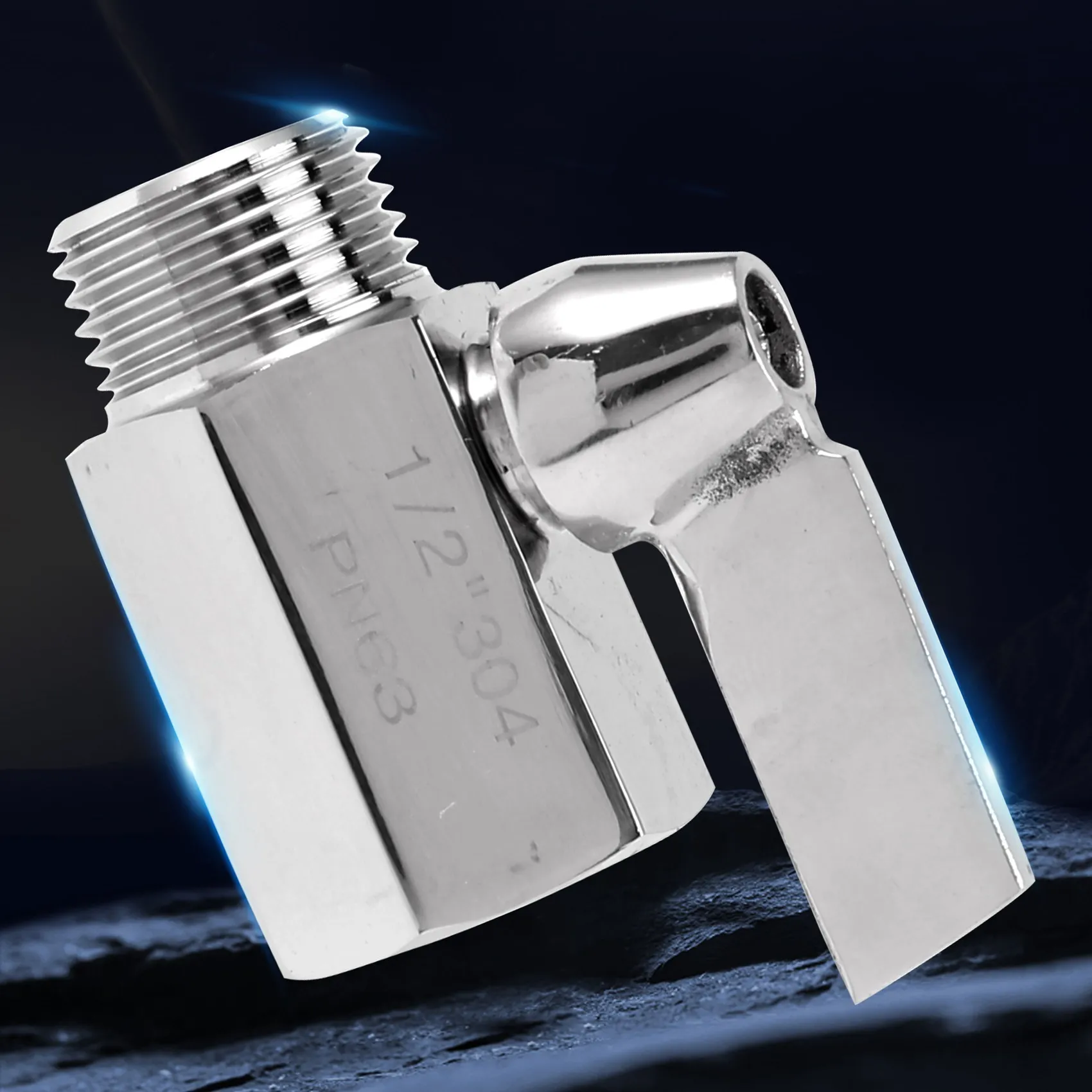 AY03-304 صمام كروي صغير من الفولاذ المقاوم للصدأ (1/2 بوصة أنثى X ذكر) خيط NPT، صمام التحكم في رأس منظم تدفق المياه